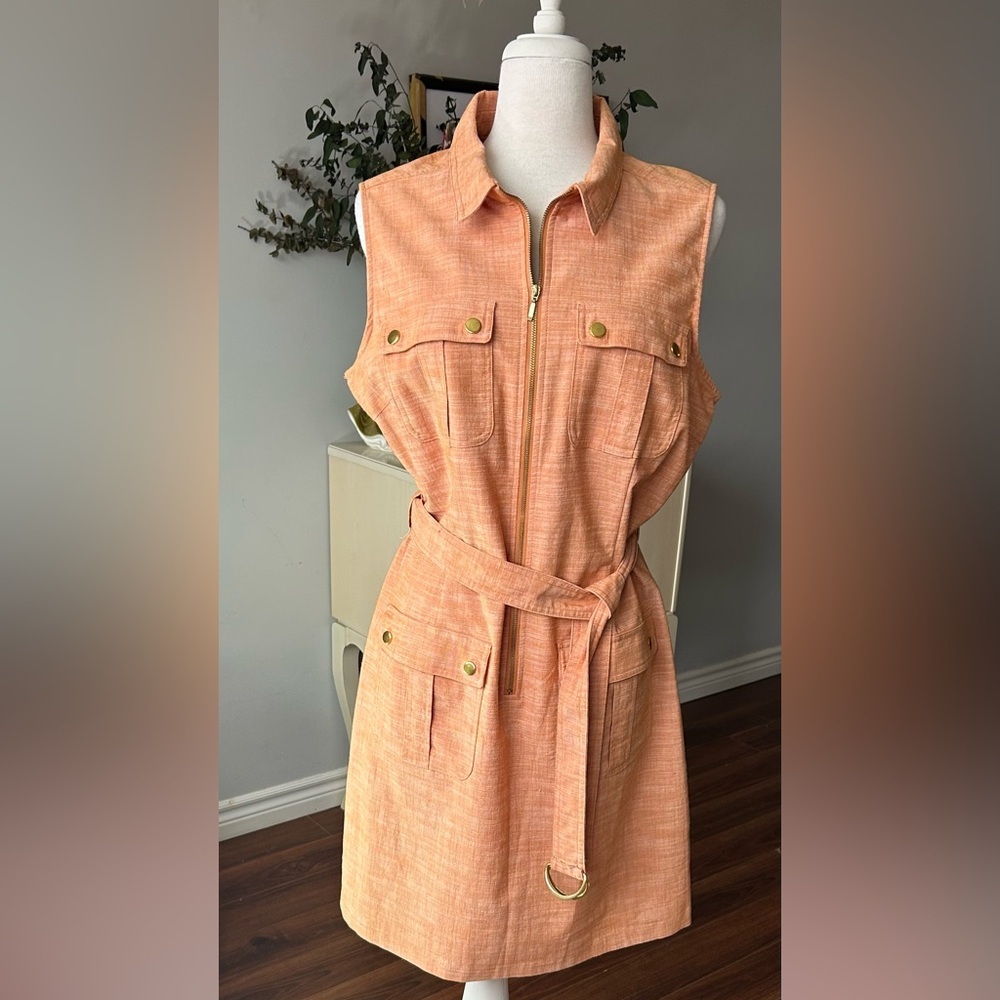 Sharagano Terracotta Sleeveless Midi Dress